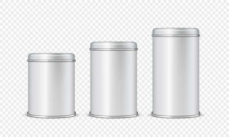 Round White Glossy Tin Can With Lid For Baby Milkのイラスト素材