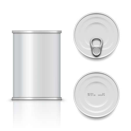 Tin Can With Pull Ring. Side, Top And Bottom Viewのイラスト素材