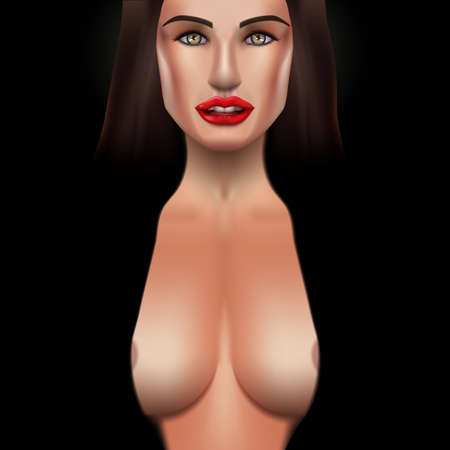 Realistic Beauty Woman In Black Cotton Jacketのイラスト素材