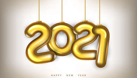 3D Gold 2021 Numbers New Year Greeting Card.  Vectorのイラスト素材