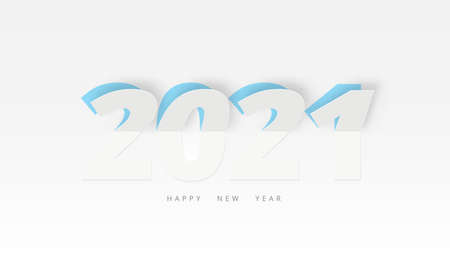 Happy New Year 2021 Paper Numbers New Year Greeting Card.のイラスト素材