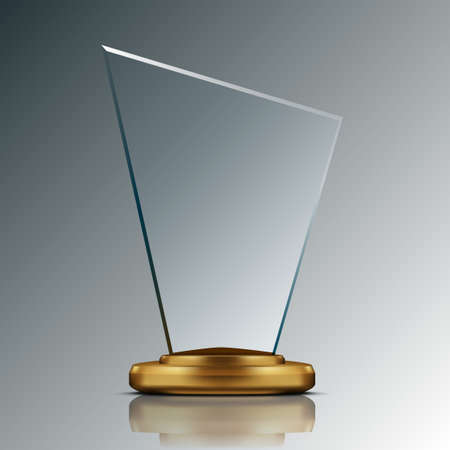 Realistic 3D Blank Glass Trophy Award.  Vectorのイラスト素材