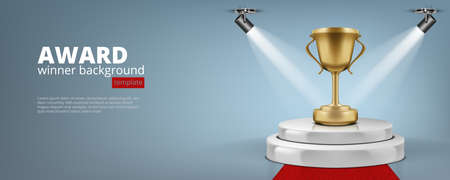 Winner Award On Illuminated Podium Round Stage.のイラスト素材