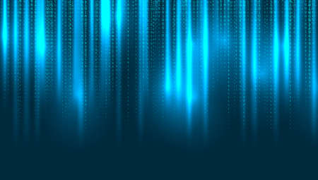 Binary Matrix Falling Random Digits On Dark Blue.  Vector