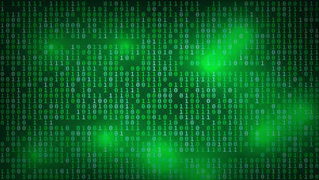 Stream Of Binary Matrix Hacker Code On 16x9 Full Screen.  Vectorのイラスト素材