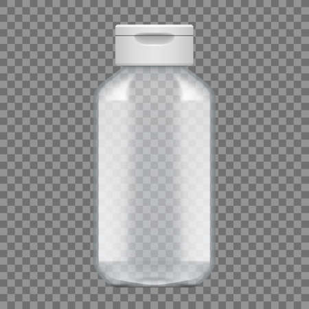 Shampoo Or Gel Empty Transparent Plastic Bottle Package.  Vectorのイラスト素材
