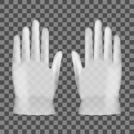 3D Disposable Transparent Plastic Or Nitrile Gloves.  Vectorのイラスト素材