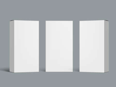Set Of Small White Cardboard Boxes With Shadows