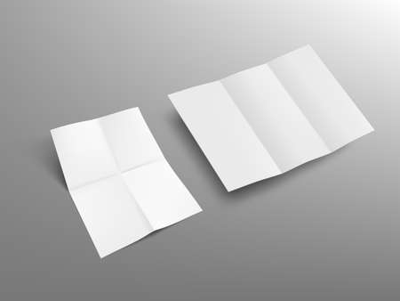 Trifold And Fourfold Paper Booklet With Shadowのイラスト素材