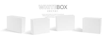 3D White Box With Shadow Isolated On Backgroundのイラスト素材