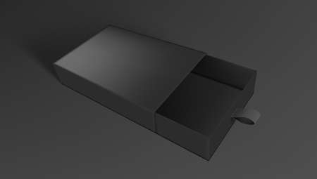 3D Cardboard Sliding Drawer Box With Ribbon Pullのイラスト素材