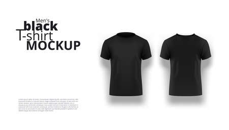 Mens Realistic Black T-shirt With Short Sleeveのイラスト素材