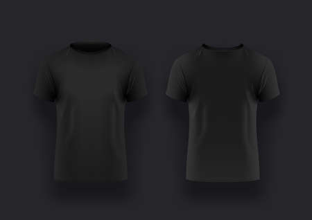 Mens Realistic Black T-shirt With Short Sleeveのイラスト素材