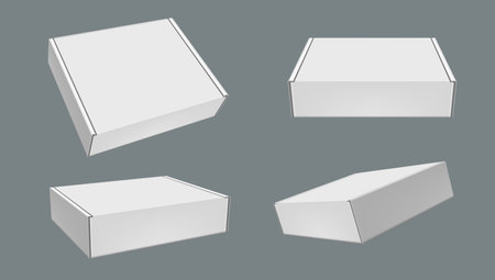 Four 3D Closed Blank Packaging Hard Boxesのイラスト素材