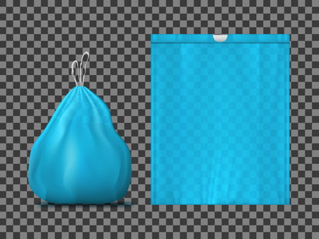 3D Plastic Flat And Full Trash Bagのイラスト素材