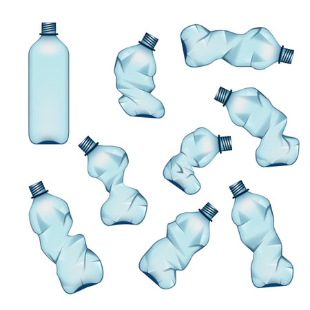 Empty Used Normal And Crumpled Plastic Bottleのイラスト素材