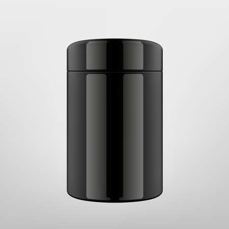 Black 3D Cosmetic Jar With Silver Lidのイラスト素材