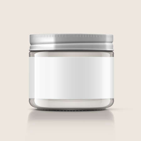 Glass Jar Packaging With Metal Lid And White Labelのイラスト素材