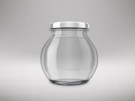 Sphere Glossy Glass Jar With White Lidsのイラスト素材