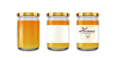Small Glossy Glass Jar With Gold Lidのイラスト素材