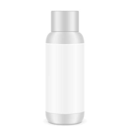 White Plastic Cosmetic Bottle With Clear Labelのイラスト素材