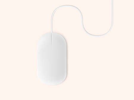 White Computer Mouse With Cord Isolated On Pastelのイラスト素材