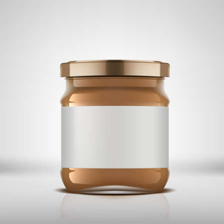 3D Glass Jar With Peanut Butter And Blank Labelのイラスト素材