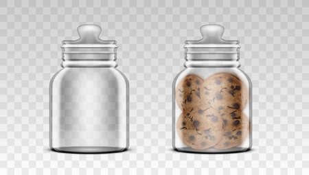 3D Close Transparent Swing Top Jar With Cookiesのイラスト素材