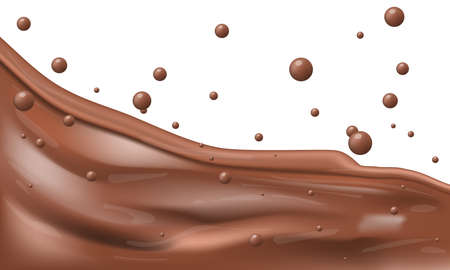 3D Chocolate Mass Flow With Splashes And Dropsのイラスト素材