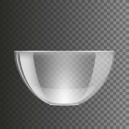 3D Transparent Glossy Glass Round Salad Bowlのイラスト素材