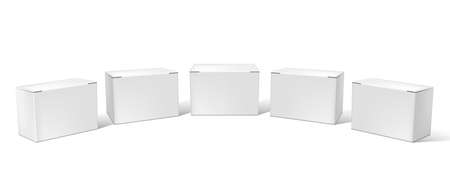 3D White Closed Clear Cardboard Box Case Set