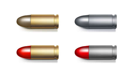 3D Realistic 9mm Bullet On White Background