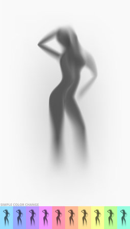 Blurred Woman Body Silhouette In Contour Lightのイラスト素材