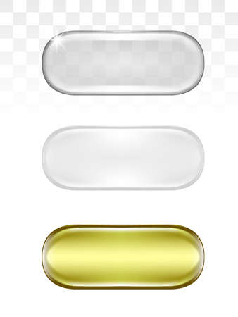 3D Empty Glass, Plastic And Golden Capsuleのイラスト素材