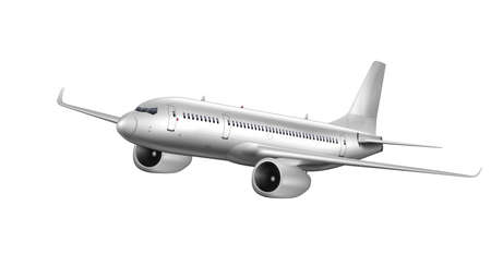 3D White Abstract Airliner Take Off On White Backのイラスト素材