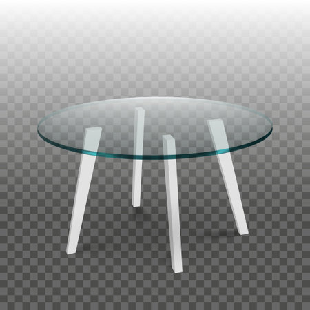 White Glass Round Dining Table With White Legs. EPS10 Vectorのイラスト素材
