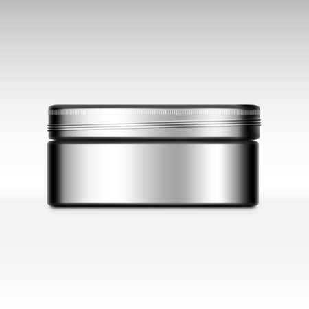 Clear Metall Cosmetic Round Jar Isolated On Whiteのイラスト素材