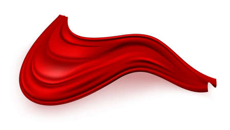 Red Silk Fabric Flying On White. Banner Templateのイラスト素材