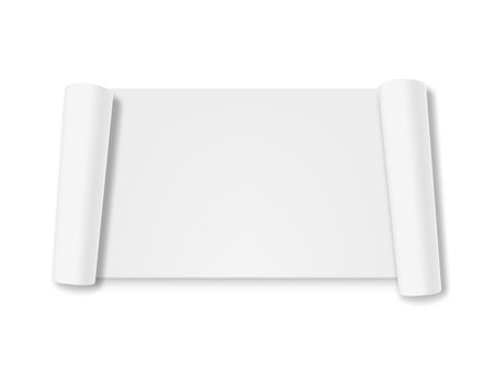 3D Rolled White Paper Banner With Shadow. EPS10 Vectorのイラスト素材