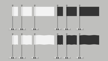 White And Black Flat And Wavy Flag Clear Template. Clean Blank Expo Banner. EPS10 Vectorのイラスト素材