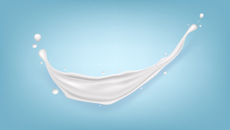 3D Realistic Milk Splash Isolated On Blue Background. EPS10 Vectorのイラスト素材