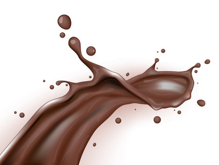3D Realistic Chocolate 3D Realistic Milk Splash On White Background. EPS10 Vectorのイラスト素材