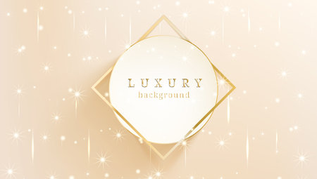 Golden Luxury Background With Circle In Square And Magic Lights. EPS10 Vectorのイラスト素材