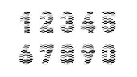 2D Black And White Halftone Numbers Set. EPS10 Vectorのイラスト素材