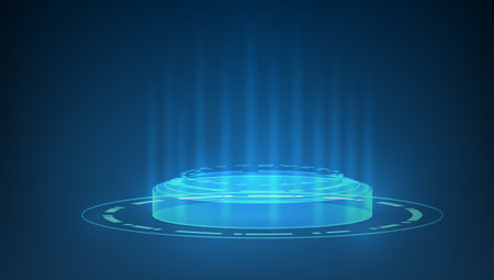 3D Teleport Cyberpunk Futuristic Portal Podium For Product Show. EPS10 Vectorのイラスト素材