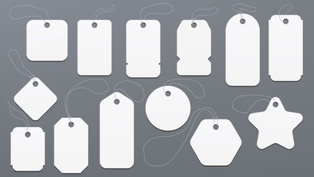 Many Different Blank White Paper Price Tags. EPS10 Vectorのイラスト素材