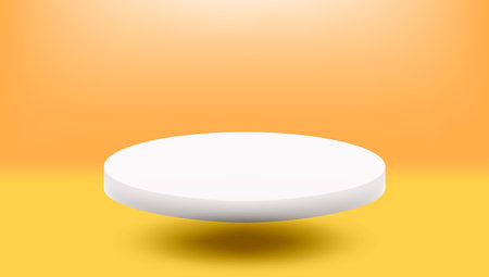 3D White Podium On Yellow Minimal Abstract Backのイラスト素材