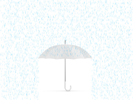 3D Blank White Umbrella From Side And Rainのイラスト素材