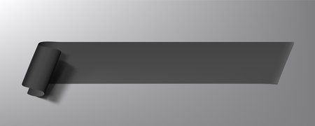 Black Paper Ribbon Banner With Shadow. EPS10 Vectorのイラスト素材