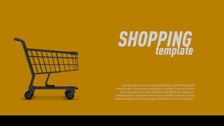 3D Realistic Black Mini Shopping Cart With Items. EPS10 Vectorのイラスト素材